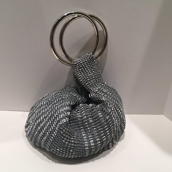 Bamboo Traders Handbags - BAMBOO TRADING CO SILVER GRAY BEADED POUCH